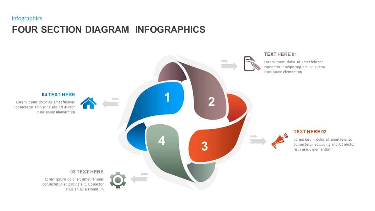 4 Sections Diagram Infographics Template