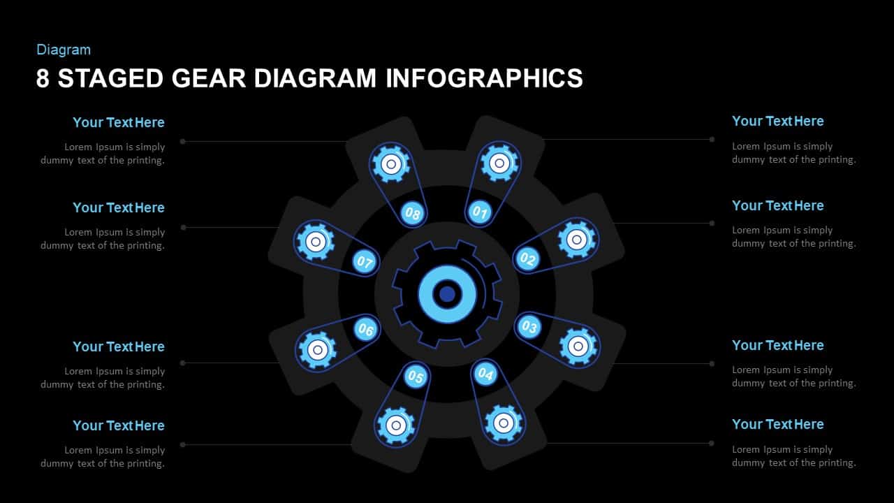 8 Step Gear Diagram PowerPoint Template