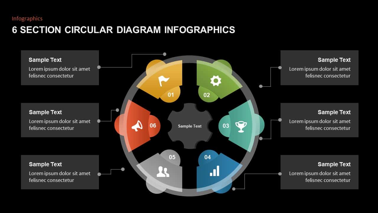 6 Section Circular Diagram Infographic Template Slidebazaar 0902