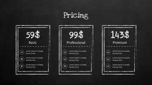 Blackboard Company Profile Pricing Table PowerPoint Template