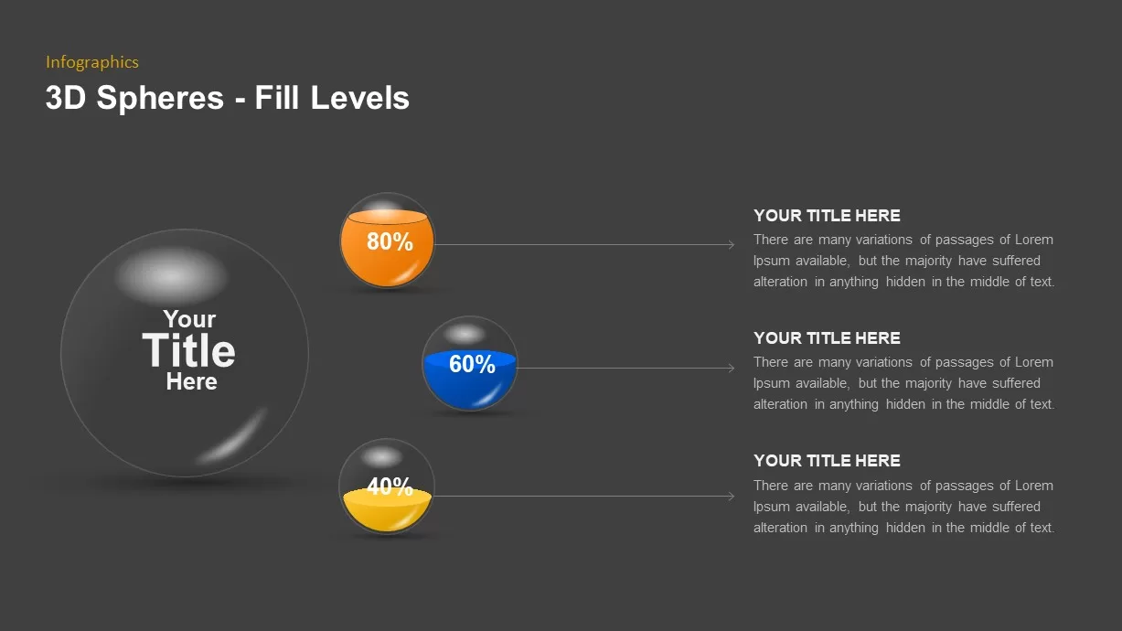 3d Spheres Fill Level Diagram for PowerPoint