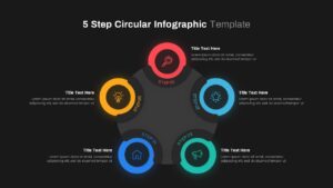 5 Steps Circular Infographic PowerPoint Template Black