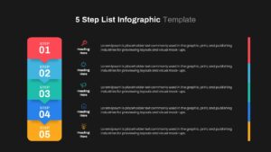 5 Steps List Infographic PowerPoint Template Black