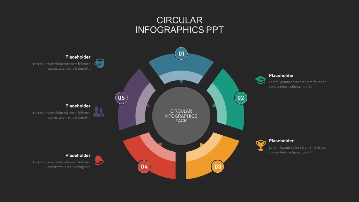 5 step circular process powerpoint template