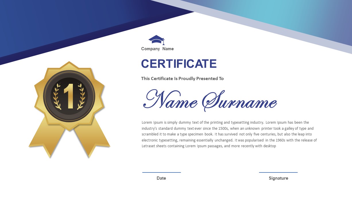 PowerPoint Certificate Template for Presentations  Slidebazaar With Powerpoint Certificate Templates Free Download