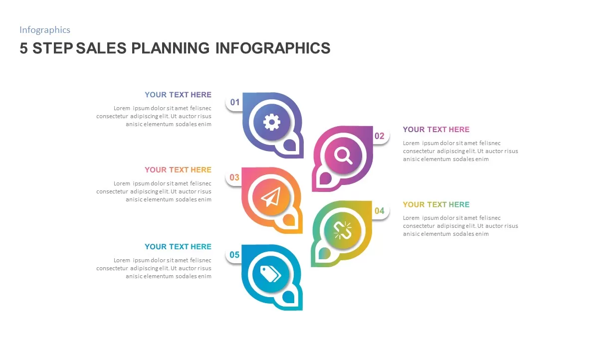 5 Step Sales Planning PowerPoint Template