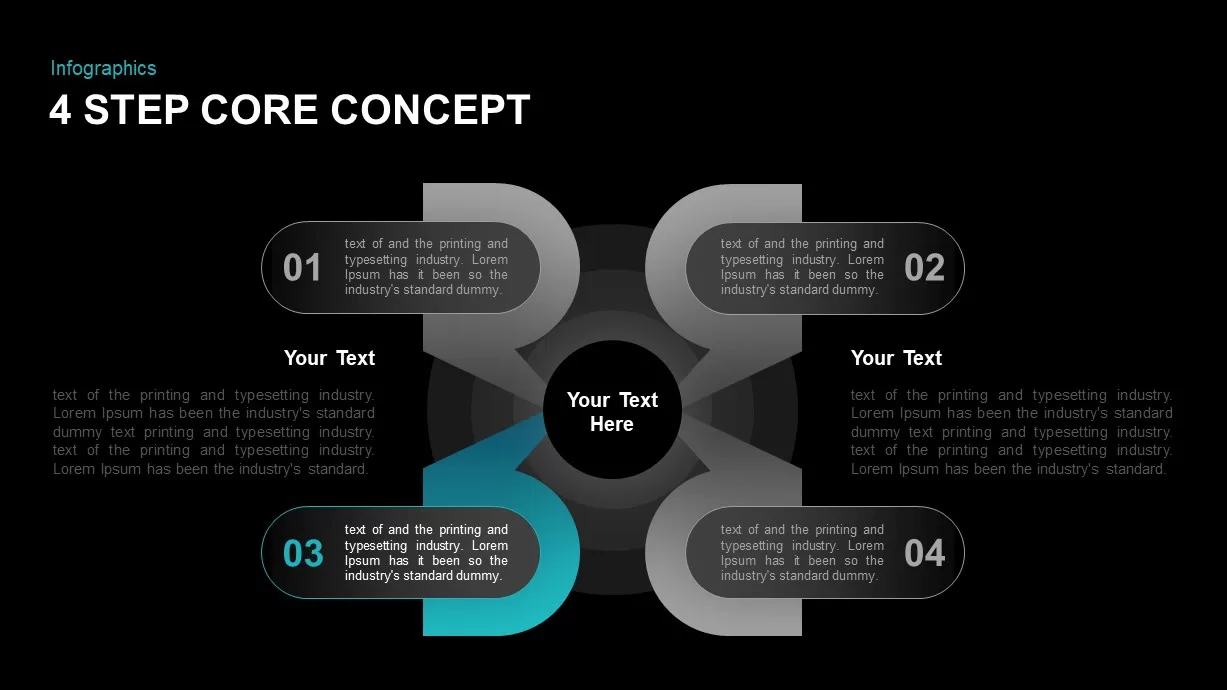 4 Step Core Concept Diagram for PowerPoint