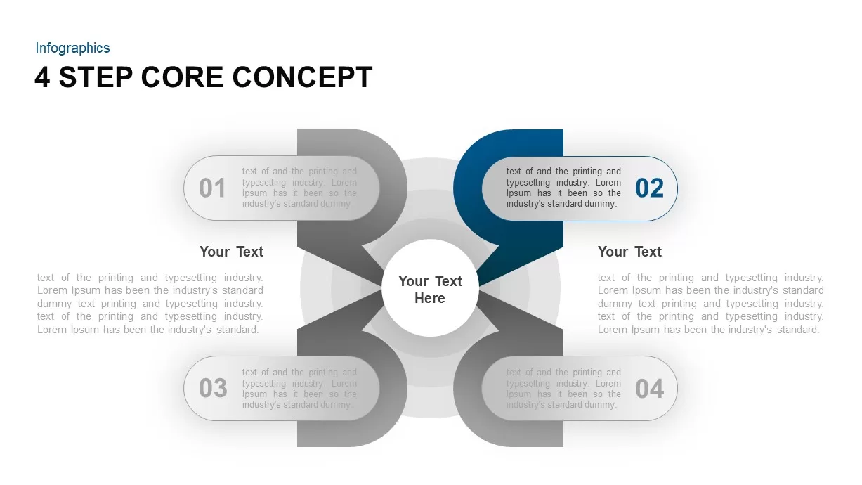 4 Step Core Concept PowerPoint Template