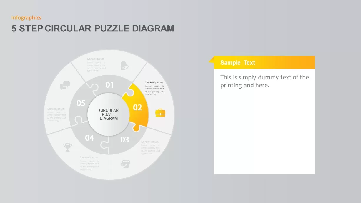 5 Step Circular Puzzle Diagram PowerPoint Template