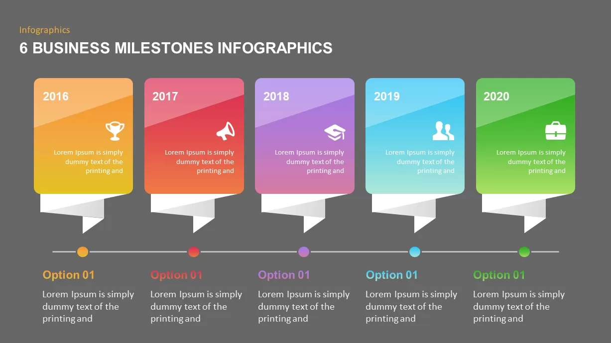 6 Business Milestones PowerPoint Timeline