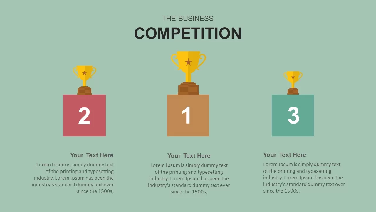 Business Podium & Trophies Template for PowerPoint