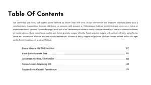 Charity PowerPoint Template table of contents