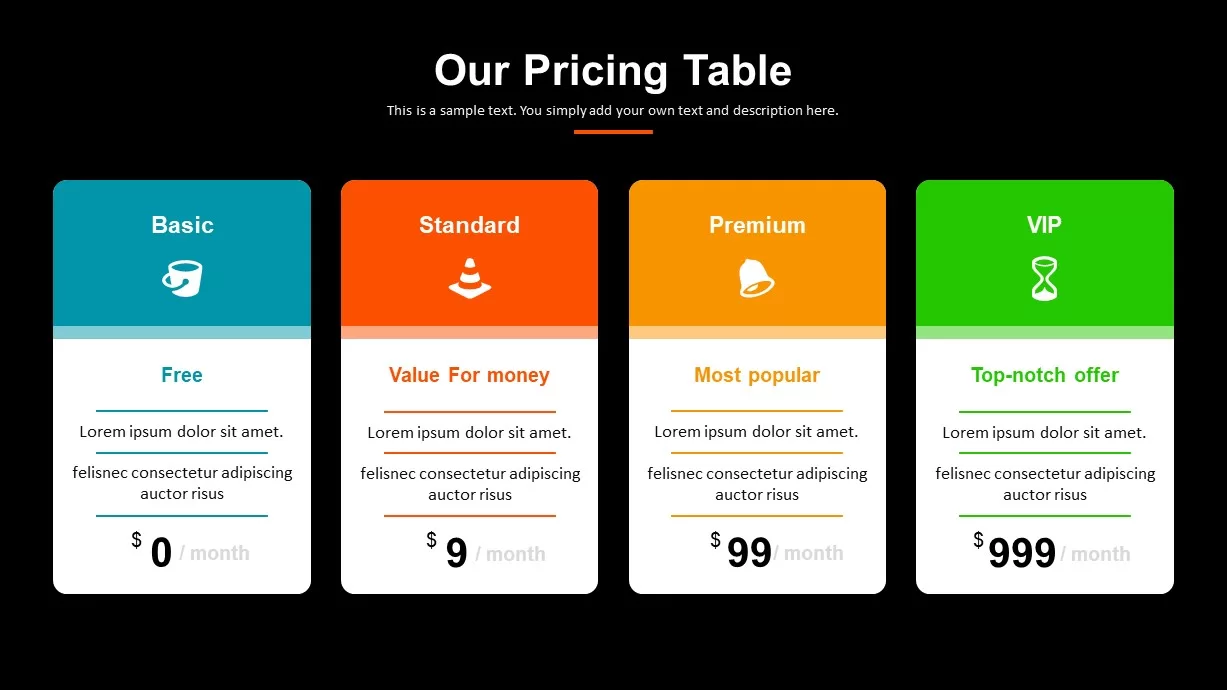 Digital Marketing Pricing Table PowerPoint Template