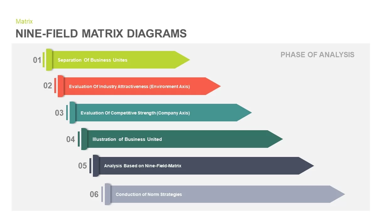 Nine Field Matrix Diagram PowerPoint