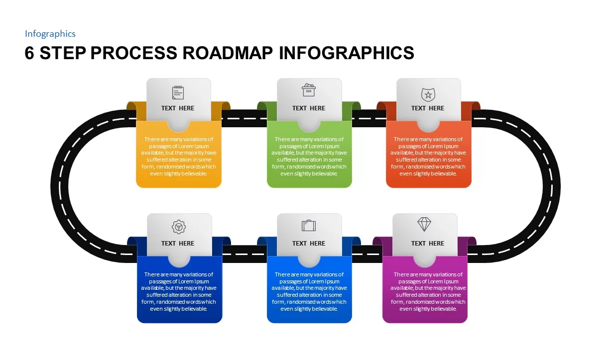 6 Step Process Roadmap Timeline Ppt Template