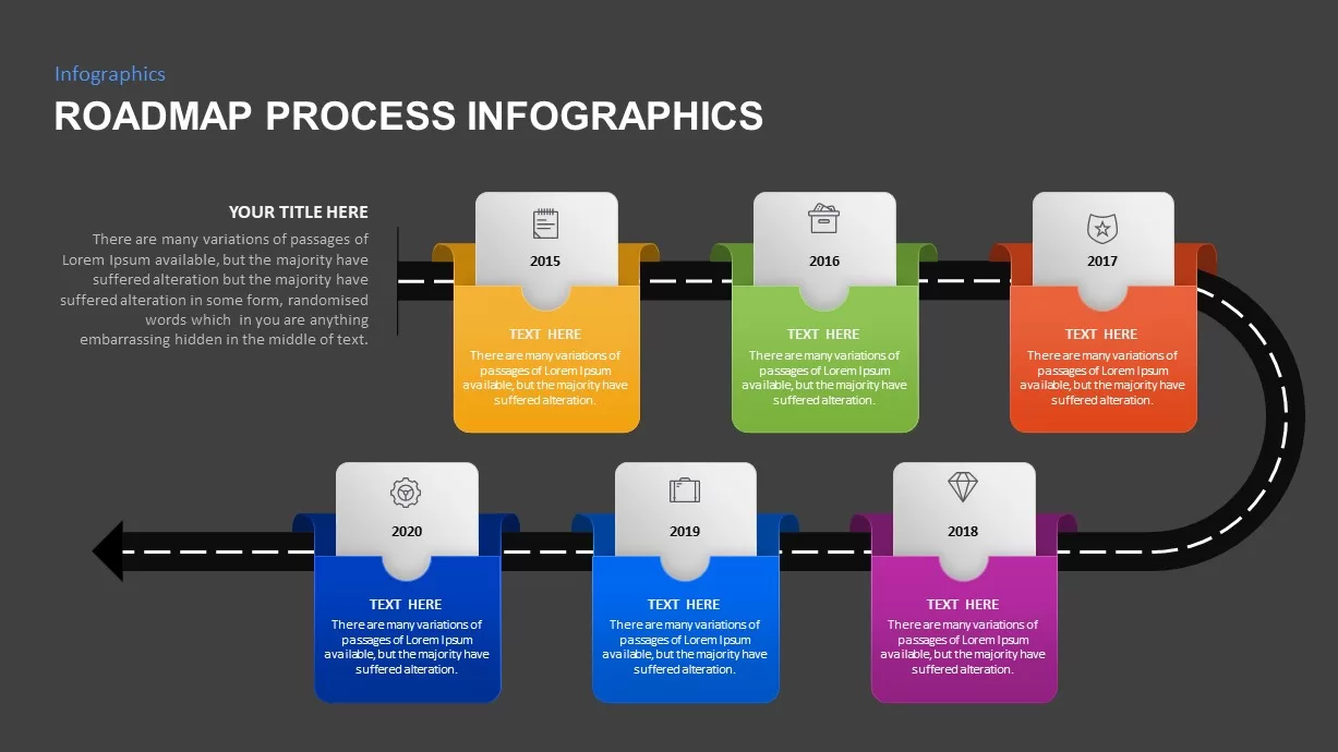 6 Step Roadmap process infographic PowerPoint template