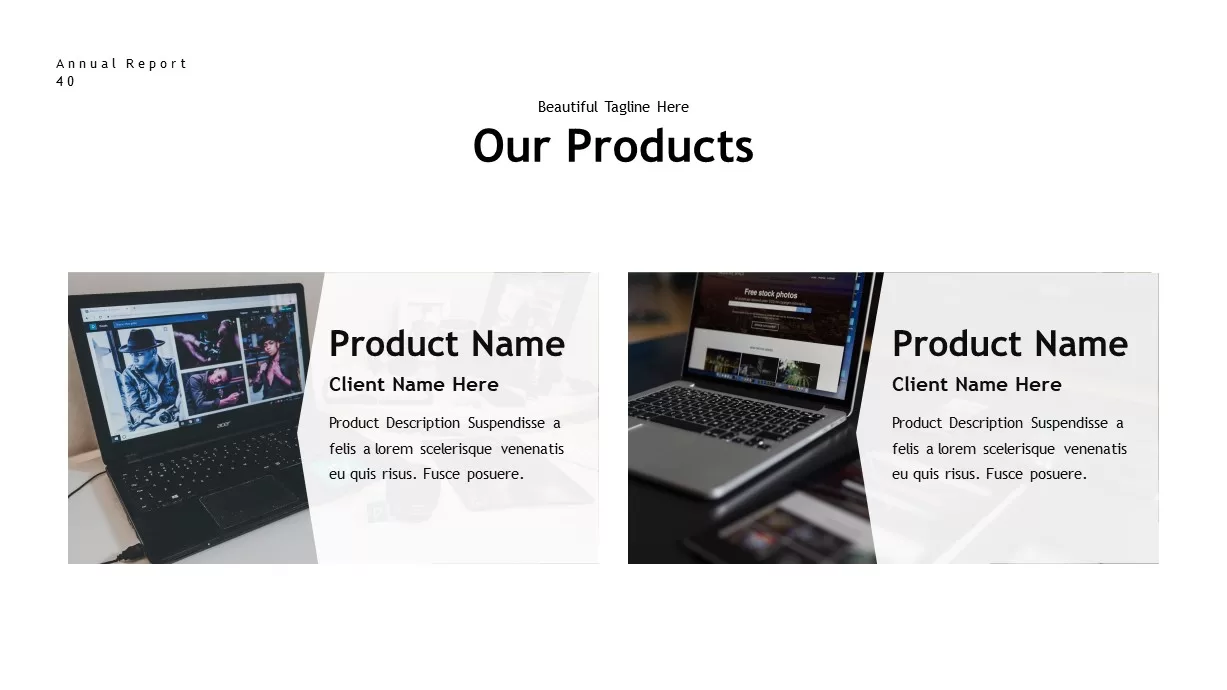 annual report products PowerPoint template