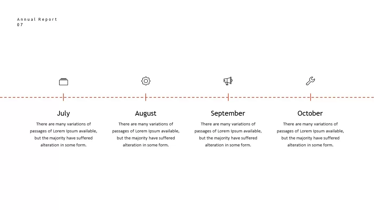 annual report timeline PowerPoint slide