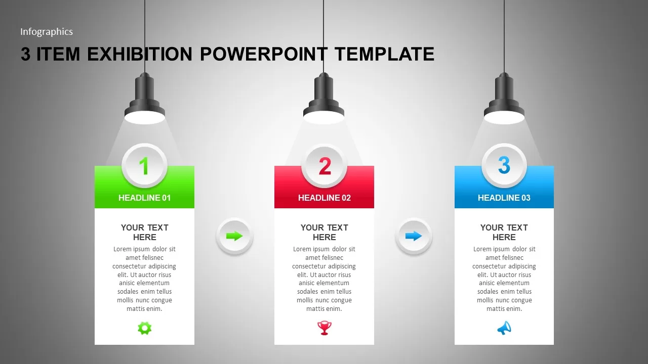 3 items exhibition PowerPoint template