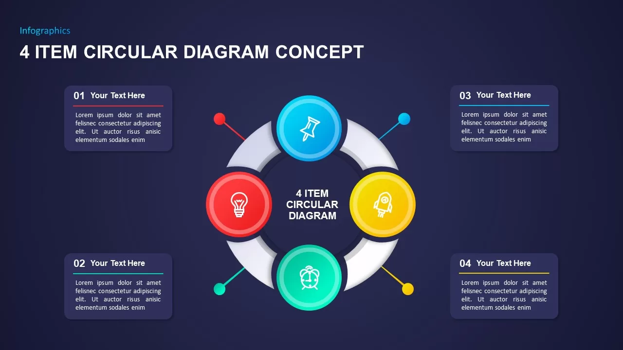 4 Item Circular Diagram Concept for PowerPoint