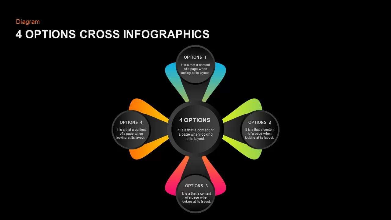 PPT 4 Panels Style Diagram infographic