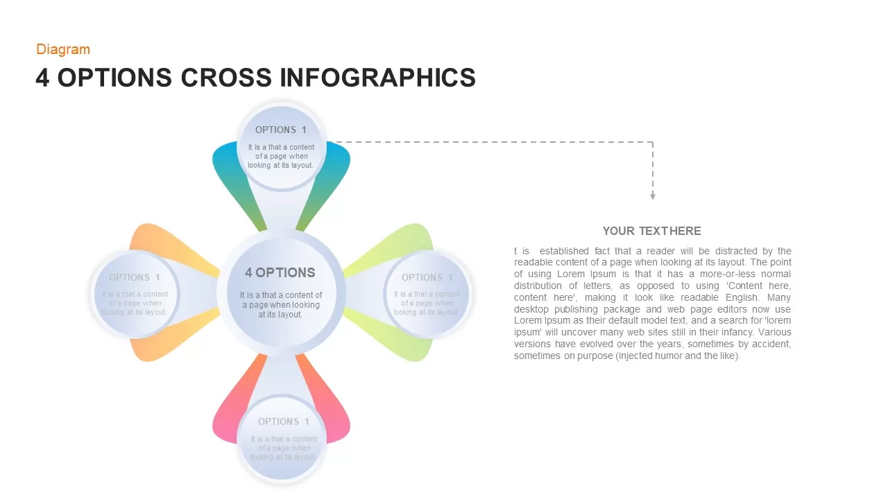 4 Options Cross Infographic PowerPoint Diagram