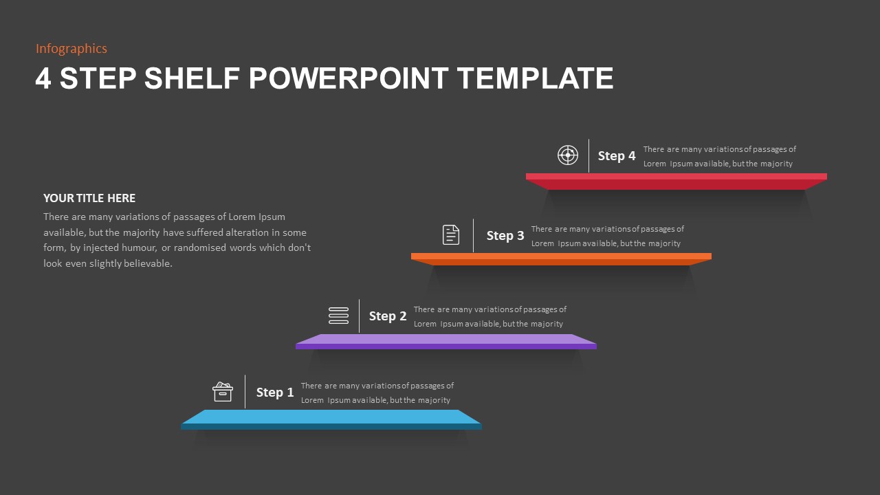 4 Stages Shelf Timeline Template for PowerPoint