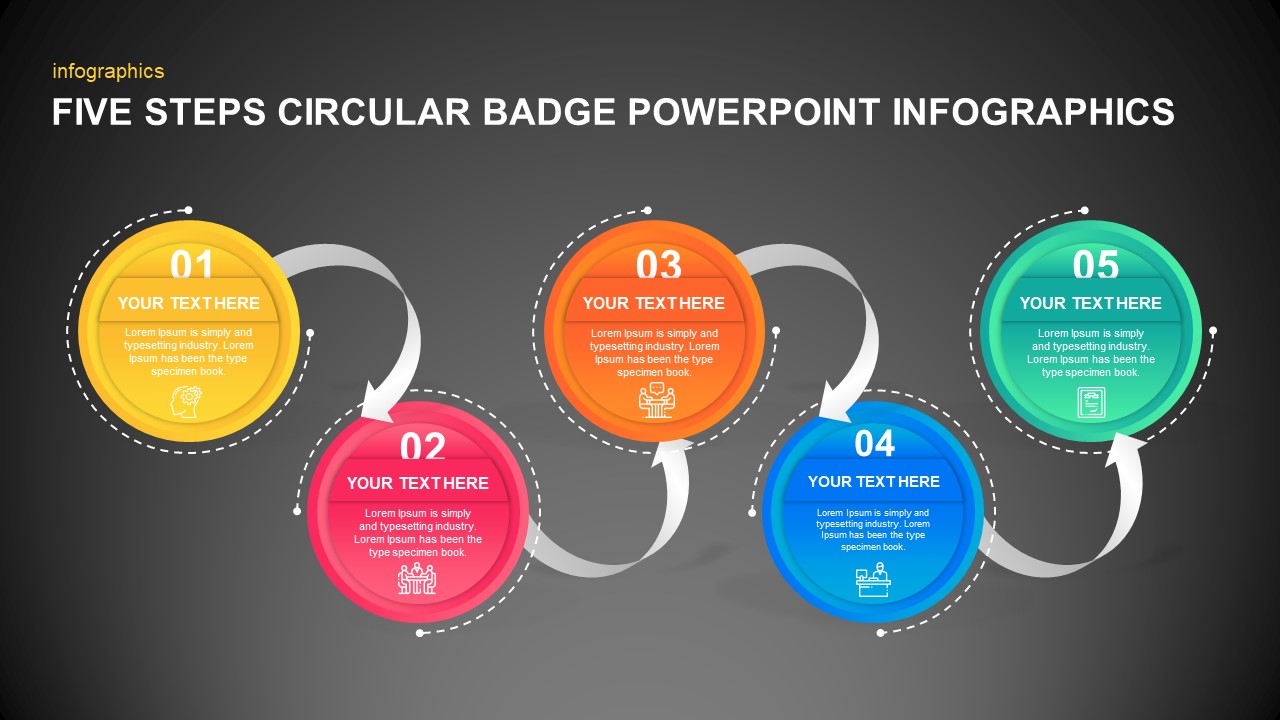 5 Steps Circular Badge PowerPoint Infographics