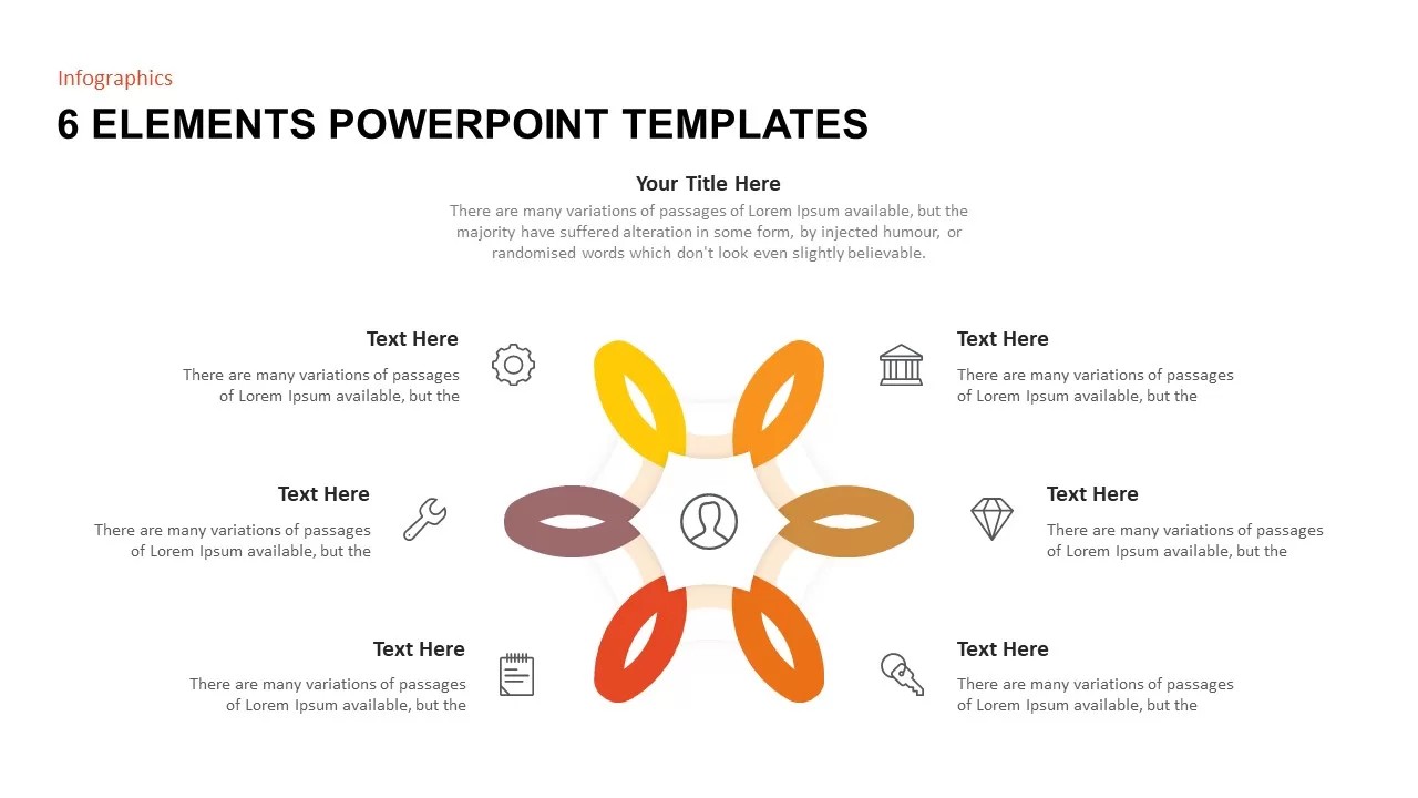 6 elements diagram for PowerPoint presentation
