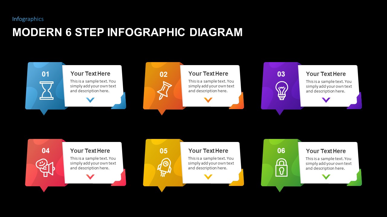 Modern 6 step infographic template