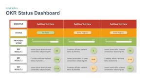 OKR PowerPoint Template status dashboard