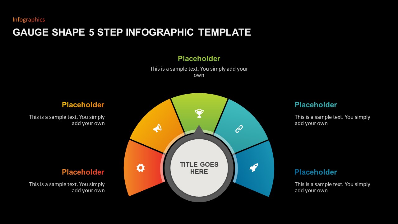 Gauge Shape 5 Step Infographic