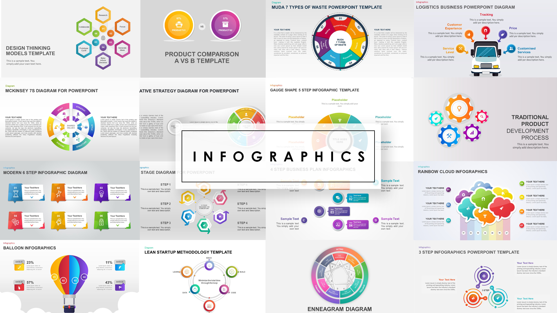 collage of infographic template for Powerpoint