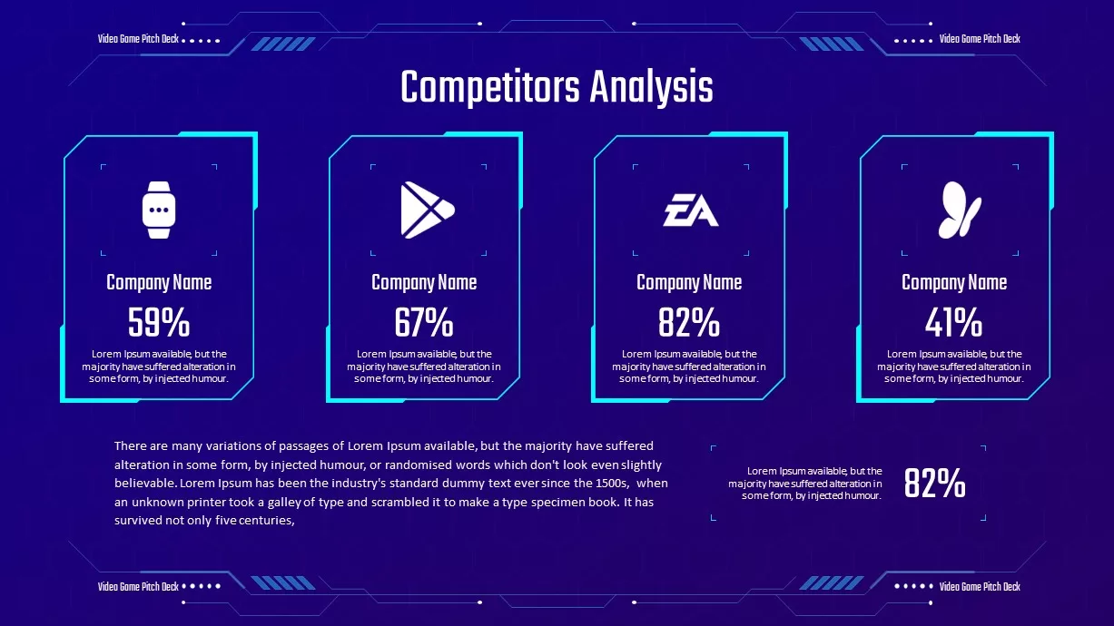 Video Game Pitch Deck competitor analysis slide