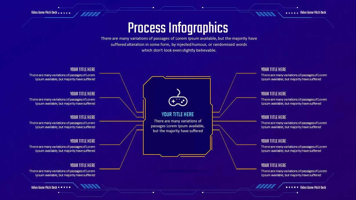 Video Game Pitch Deck presentation process infographics slides