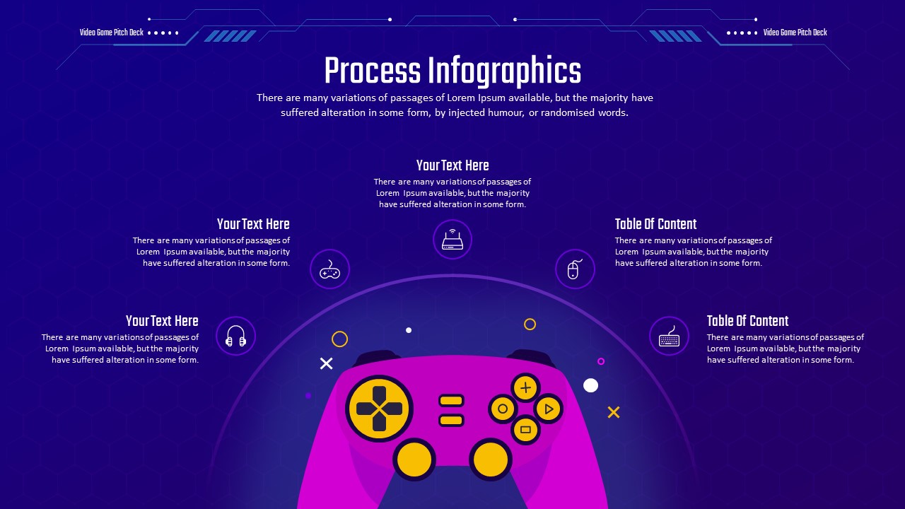 Video Game Pitch Deck PowerPoint Template Infographics Slide