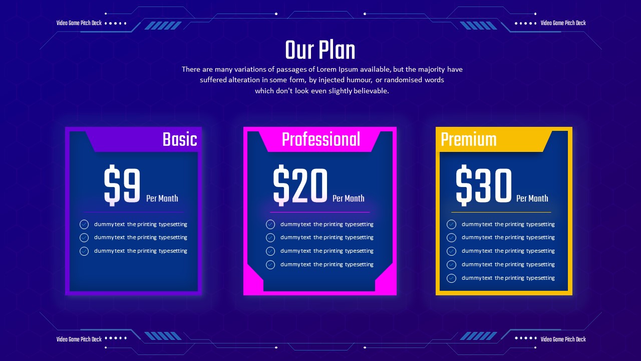 Video Game Pitch Deck PowerPoint Template Our Plan Slide