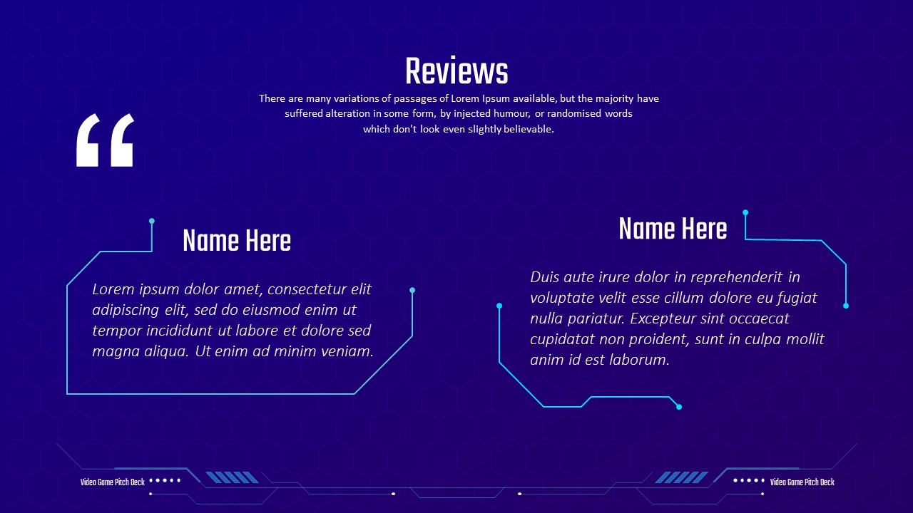 Video Game Pitch Deck PowerPoint Template Review Slide