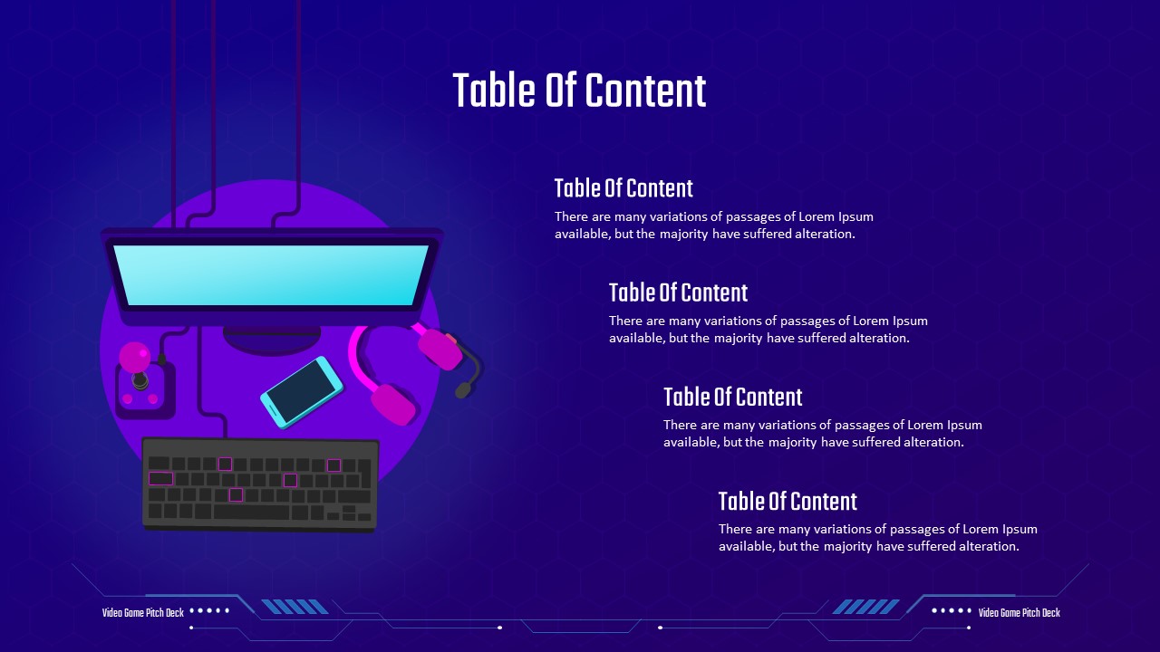 Video Game Pitch Deck PowerPoint Template Table of Content