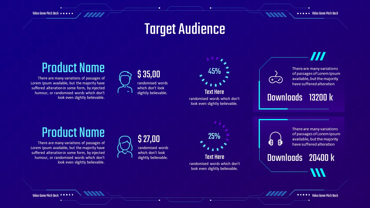 Video Game Pitch Deck PowerPoint Template Target Audience Slide