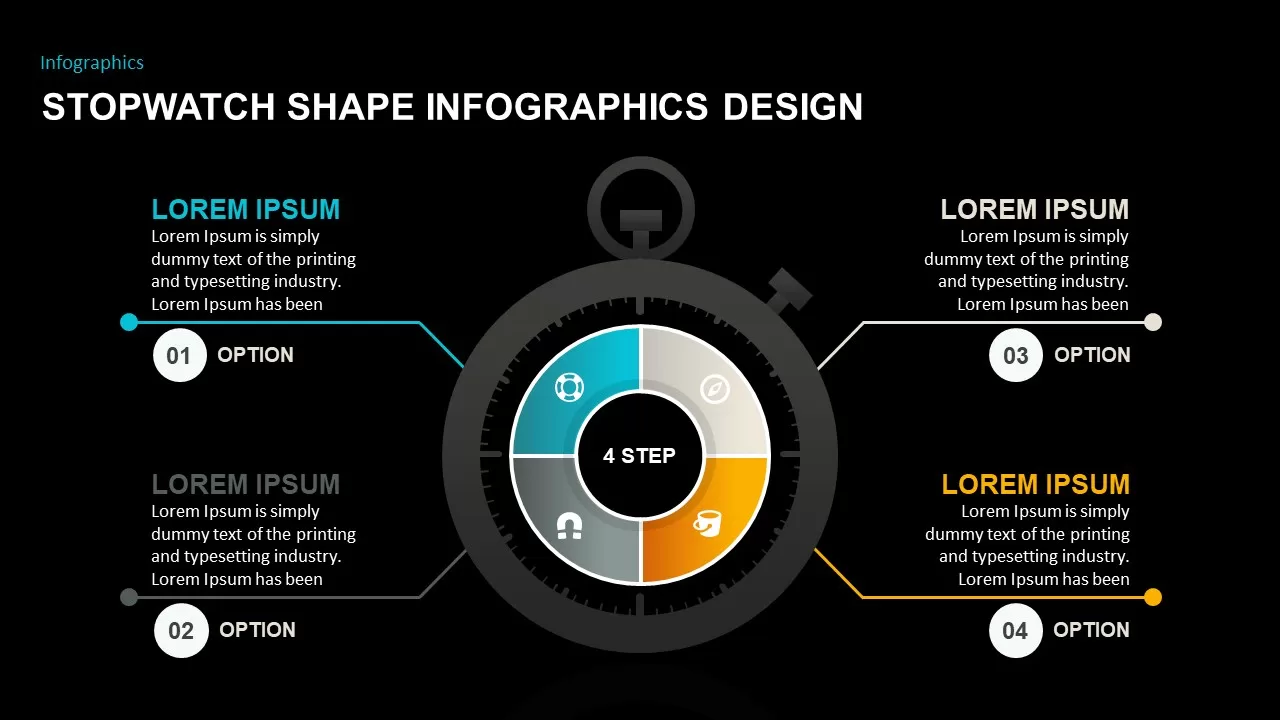 4 step stopwatch template for PowerPoint