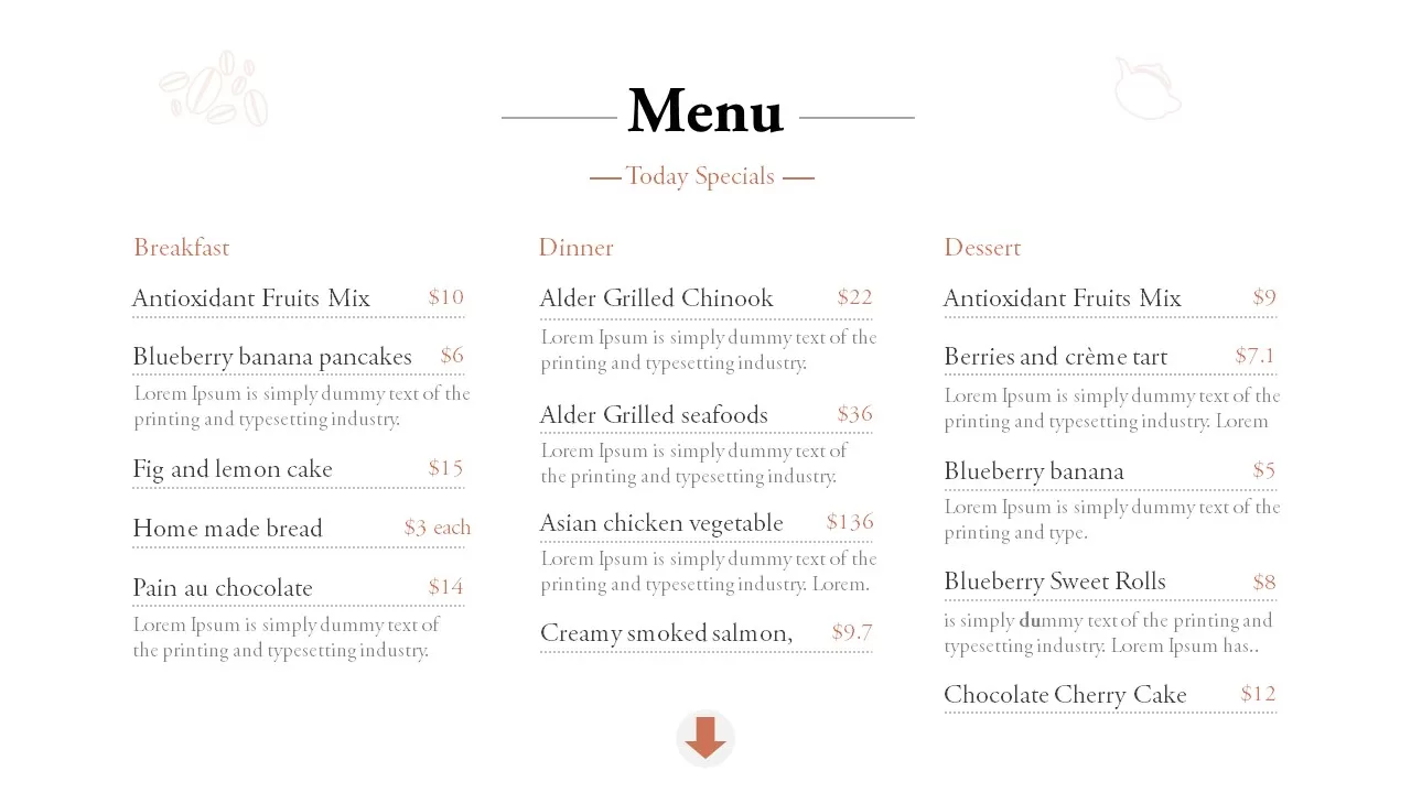 menu list