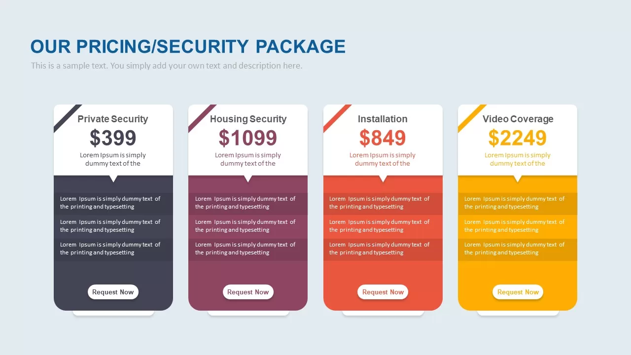 pricing table