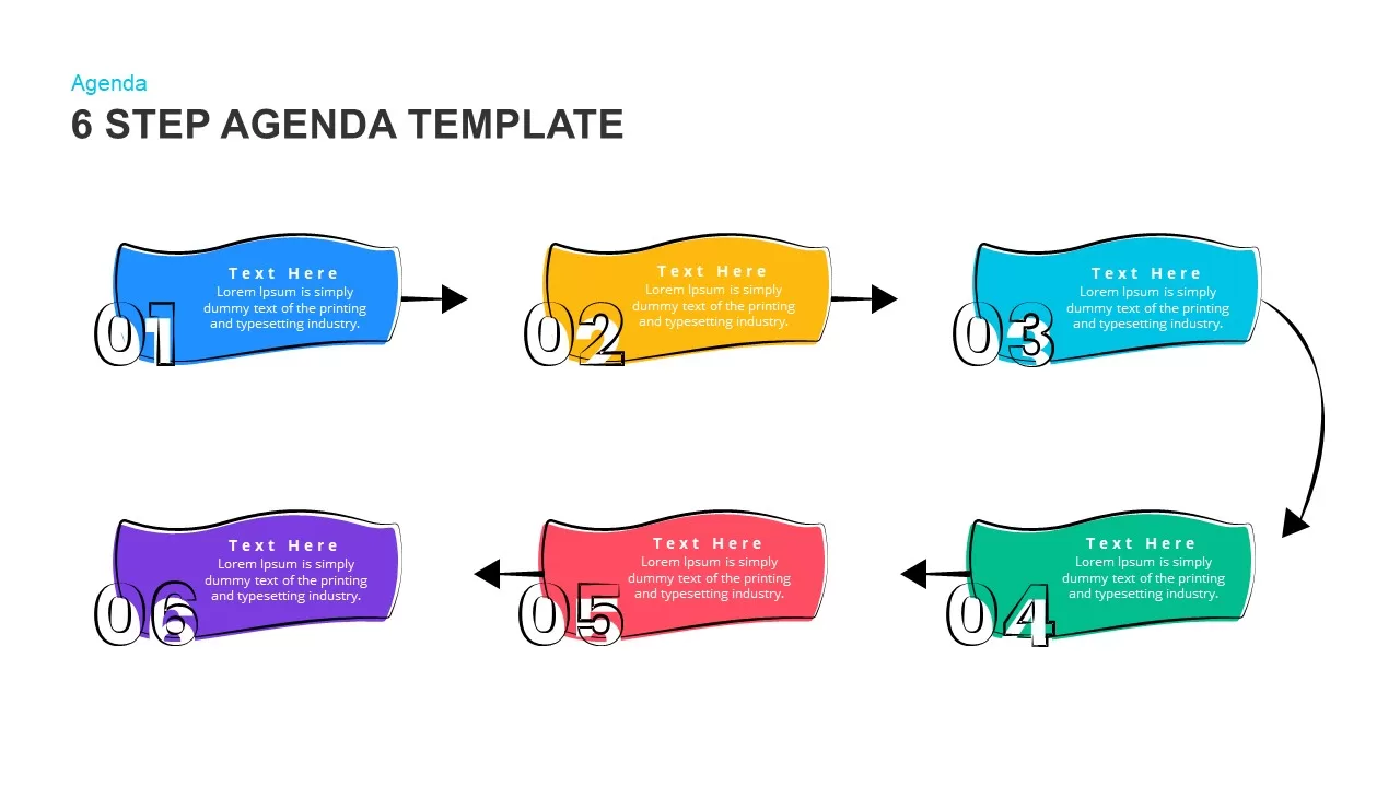 6 Step Agenda PowerPoint PresentationTemplate