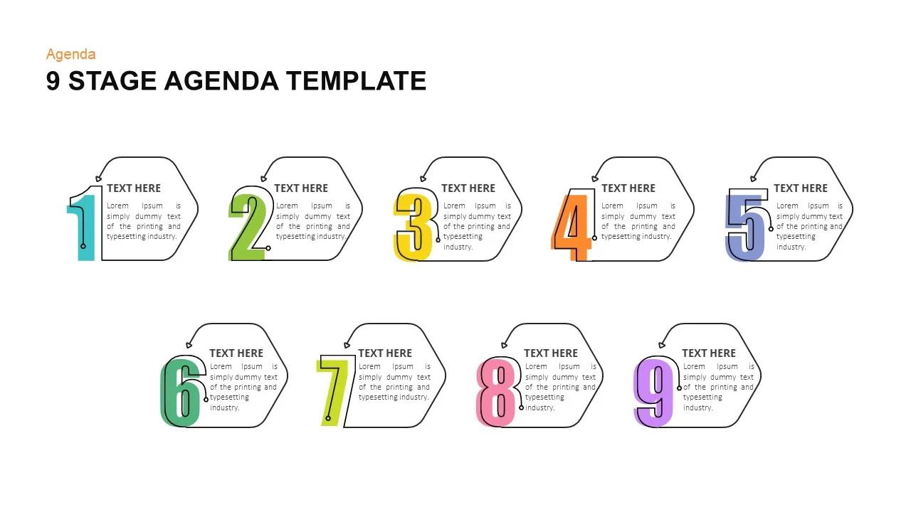 Agenda template with 9 stages
