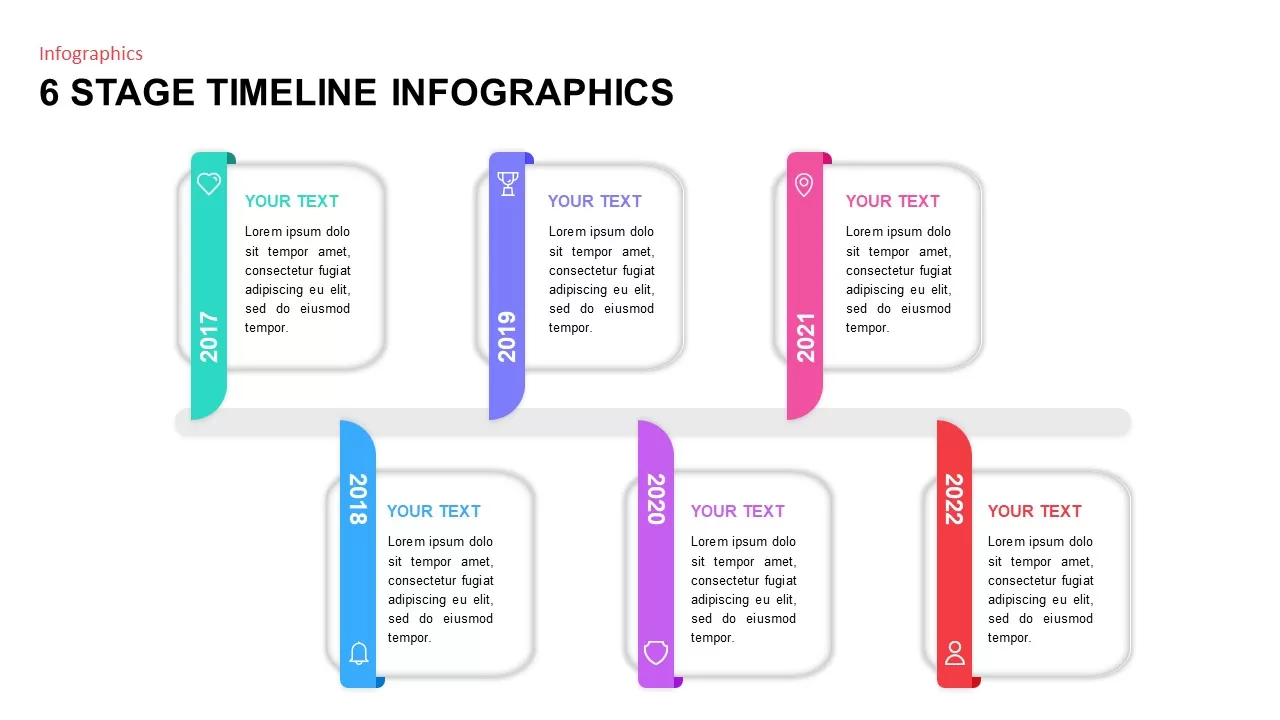 6 stage timeline infographics