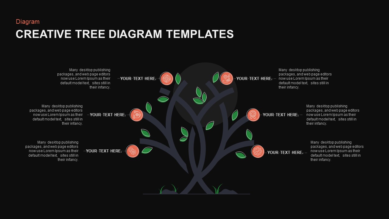 Creative Tree Diagram PowerPoint Templates black