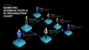 isometric business people in organizational chart template