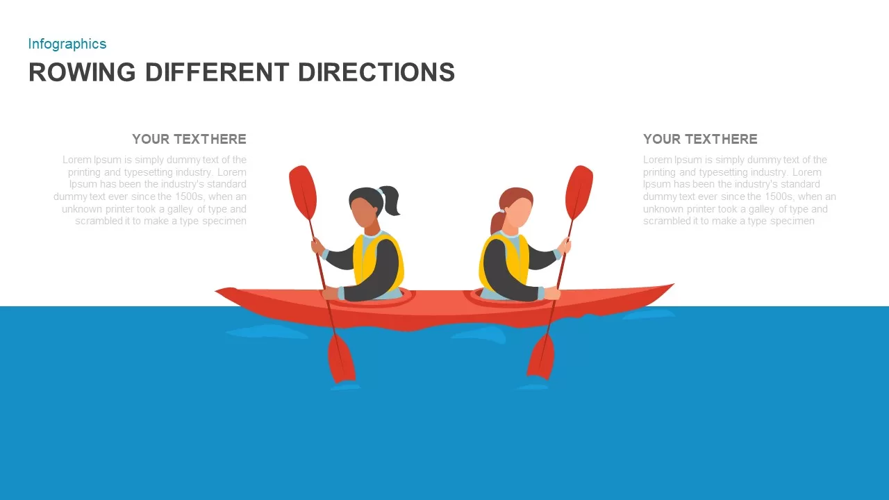 Rowing Different Directions Illustration for PowerPoint