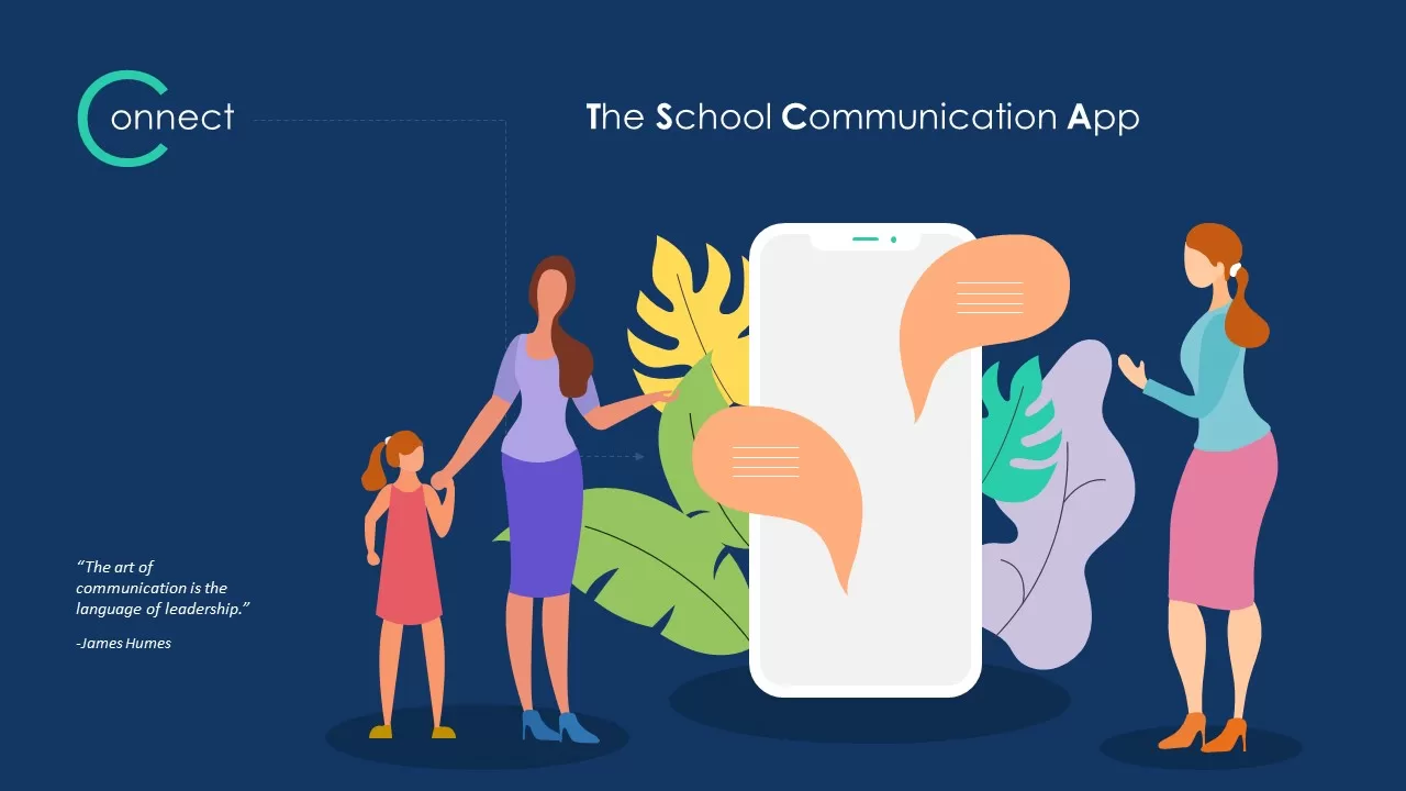 School Communication App Deck Template for PowerPoint Presentation